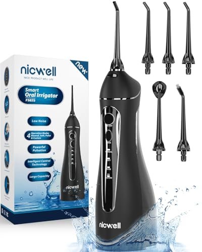 Coslus Water Dental Flosser Teeth Pick: Portable Cordless Oral Irrigator 300Ml Rechargeable Travel Irrigation Cleaner Ipx7 Waterproof Electric Flossing Machine for Teeth Cleaning C20(F5020E)
