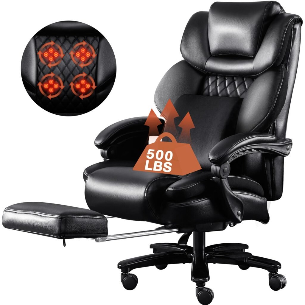 Office Desk Chair: Big And Tall Executive with Footrest & Lumbar Support